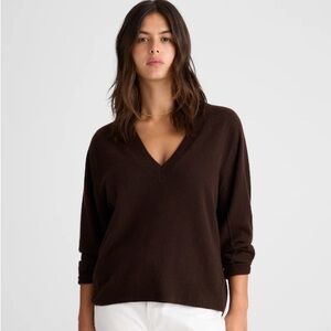 Madewell Chocolate Brown Vneck Cashmere Sweater L